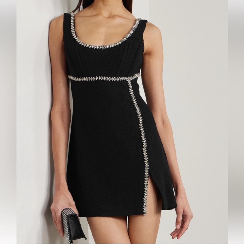Self-Portrait Black Textured Wool Mini Dress